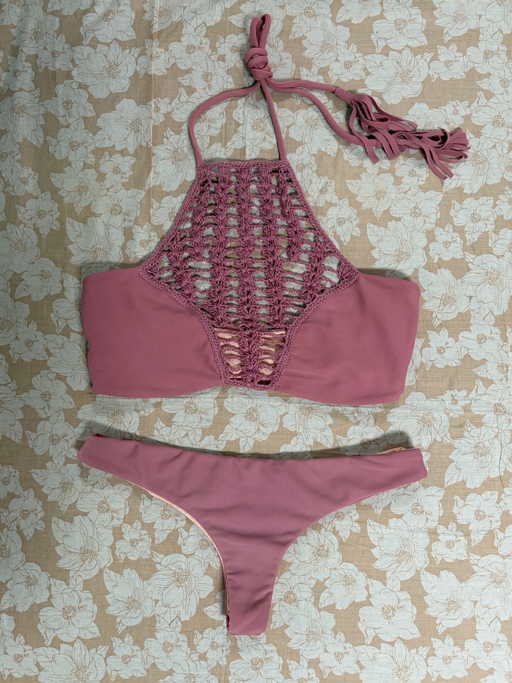 Vintage Acacia Panama Crochet Halter Top and Hookipa Bottoms Bikini Set